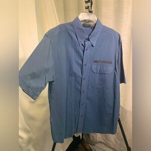 Harley Davidson, blue quarter sleeve shirt size L